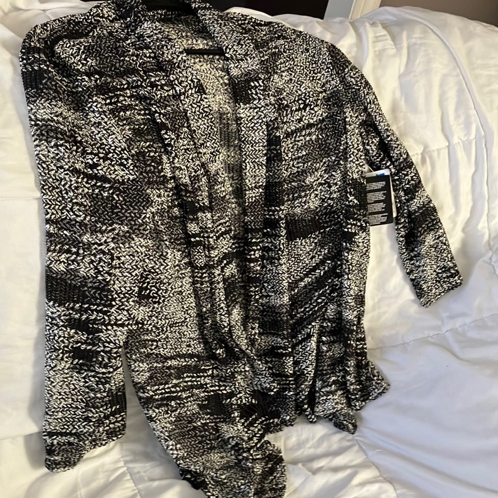 XL Kasper Gray Multi open weave jacket